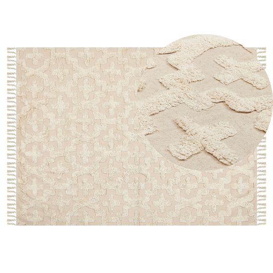 Gulvtæppe ITANAGAR Beige 140 x 200 cm Bomuld