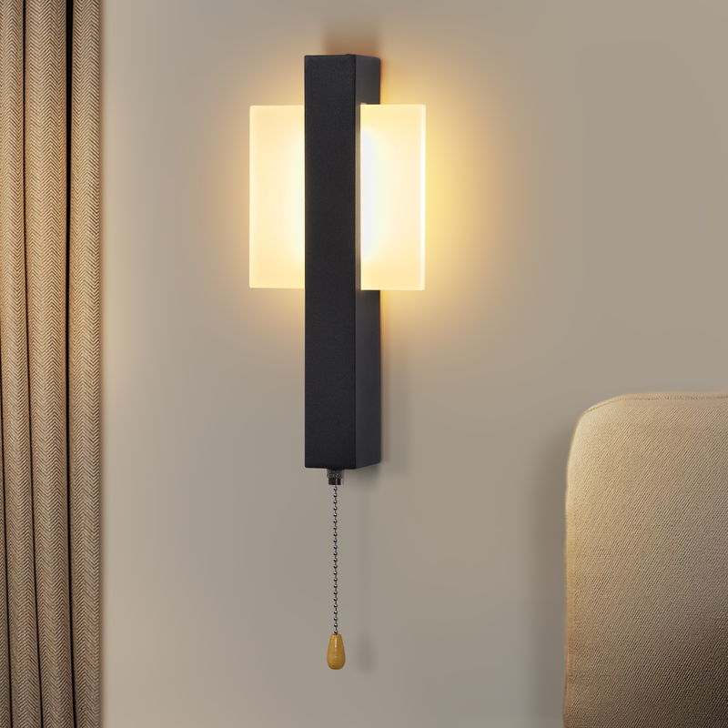NETTLIFE Sort indendørs lofts- eller væglampe med LED-belysning, med afbryder - Moderne sort entrélampe, varm hvid 3000 K, 6 W