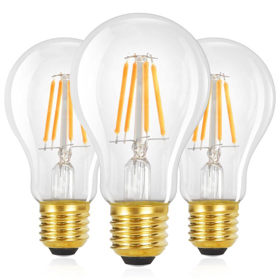 NETTLIFE 3 stk. E27 LED-pærer, Vintage A60 Edison 4W 2700K varm hvid, retro glødetråd, energibesparende, dæmpbar