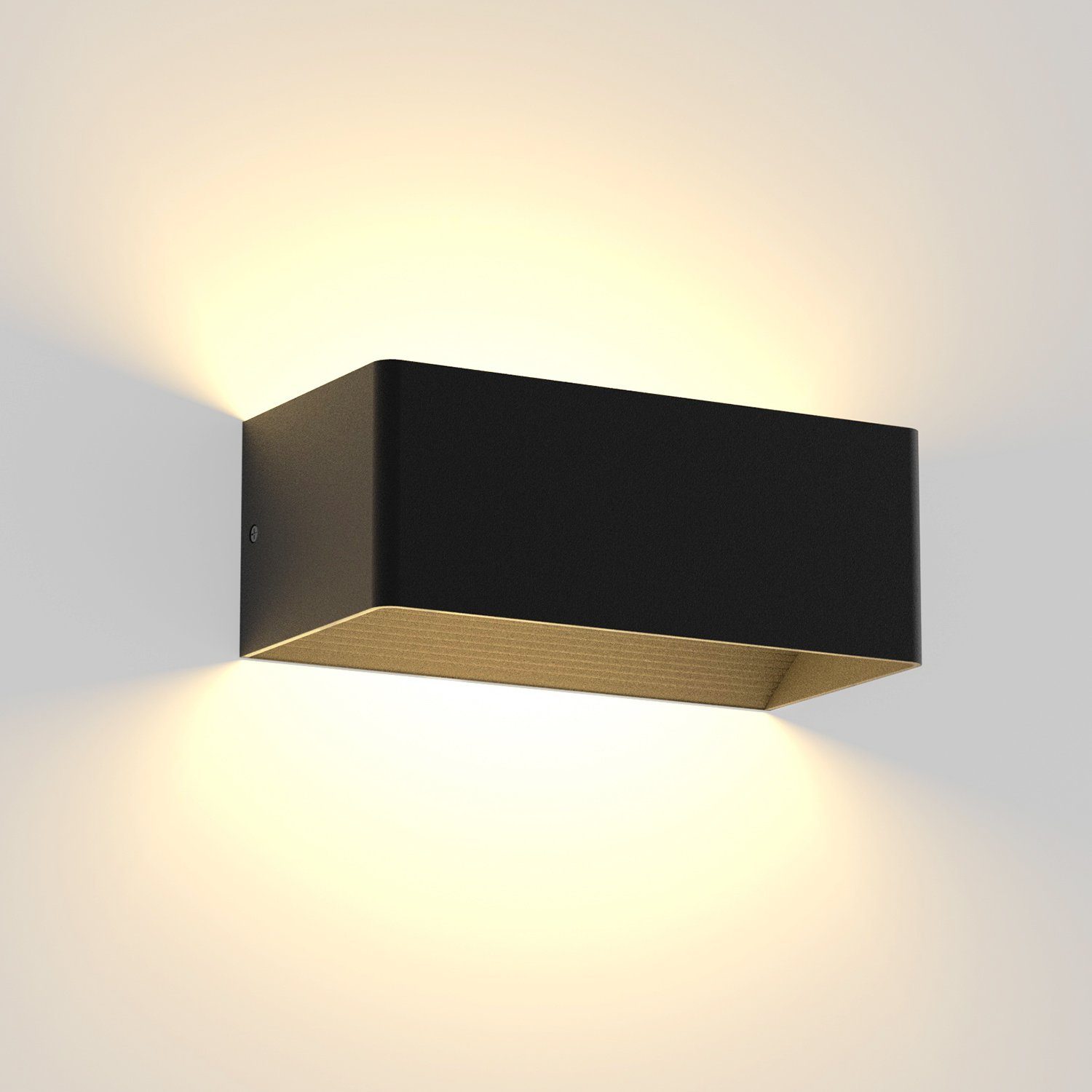 NETTLIFE LED-væglampe til indendørs brug, sort, 5 W, op-/nedlys, trappebelysning, justerbar lyskegle, 3000 K varm hvid