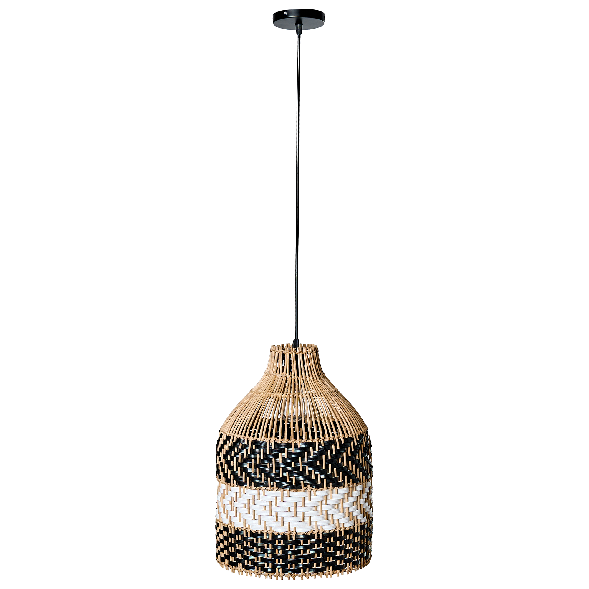 Loftlampe TURABO Rattan Sort/hvid