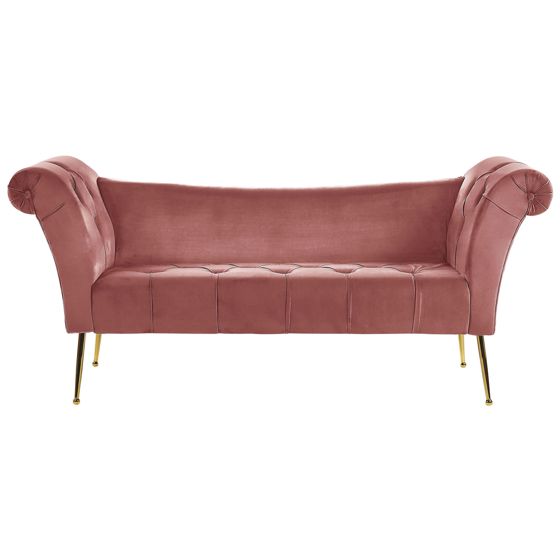 Chaiselong NANTILLY Velour Lyserød
