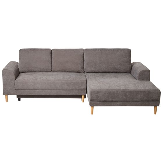 Hjørnesovesofa NUBORG med opbevaring Chenille Brungrå Venstrevendt