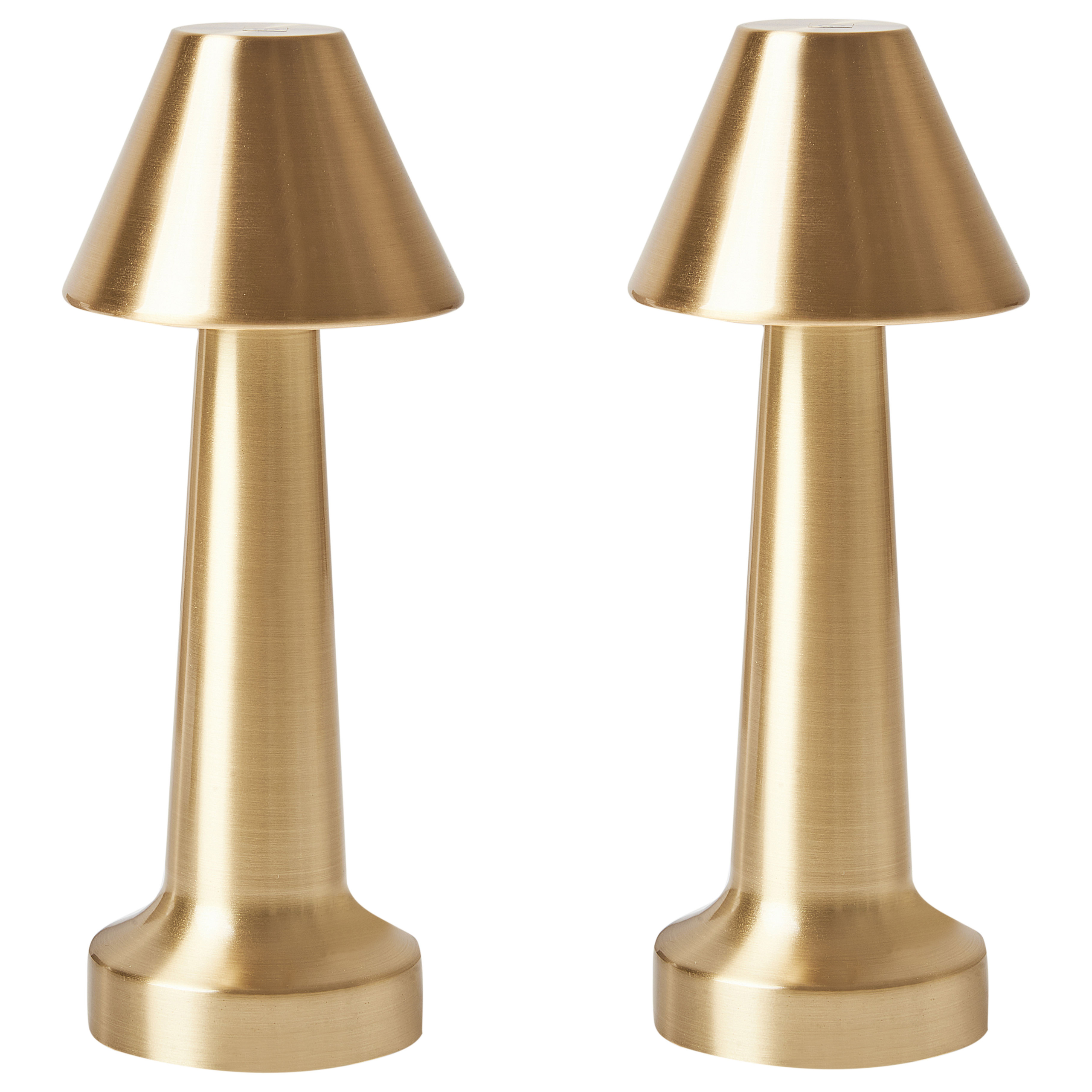 Sæt af 2 trådløse LED-bordlamper JOANES Med dæmpning Metal Guld