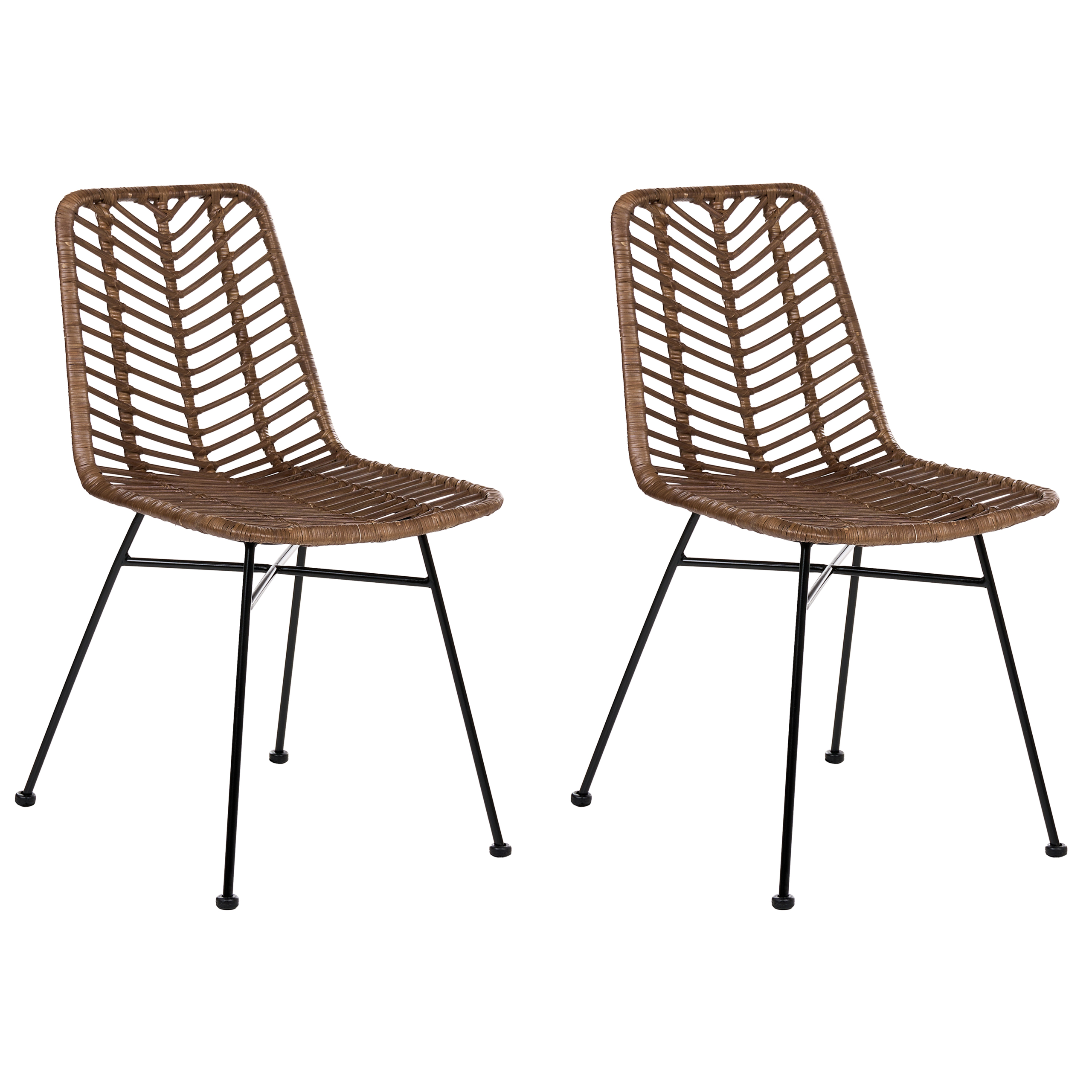 Sæt med 2 spisebordsstole DILLEY Rattan Brun