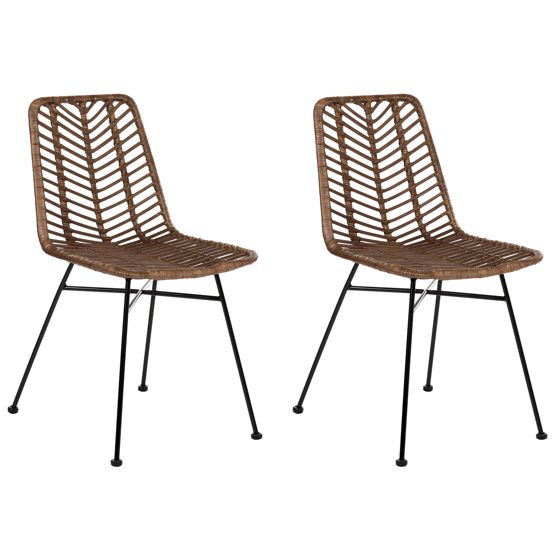 Sæt med 2 spisebordsstole DILLEY Rattan Brun