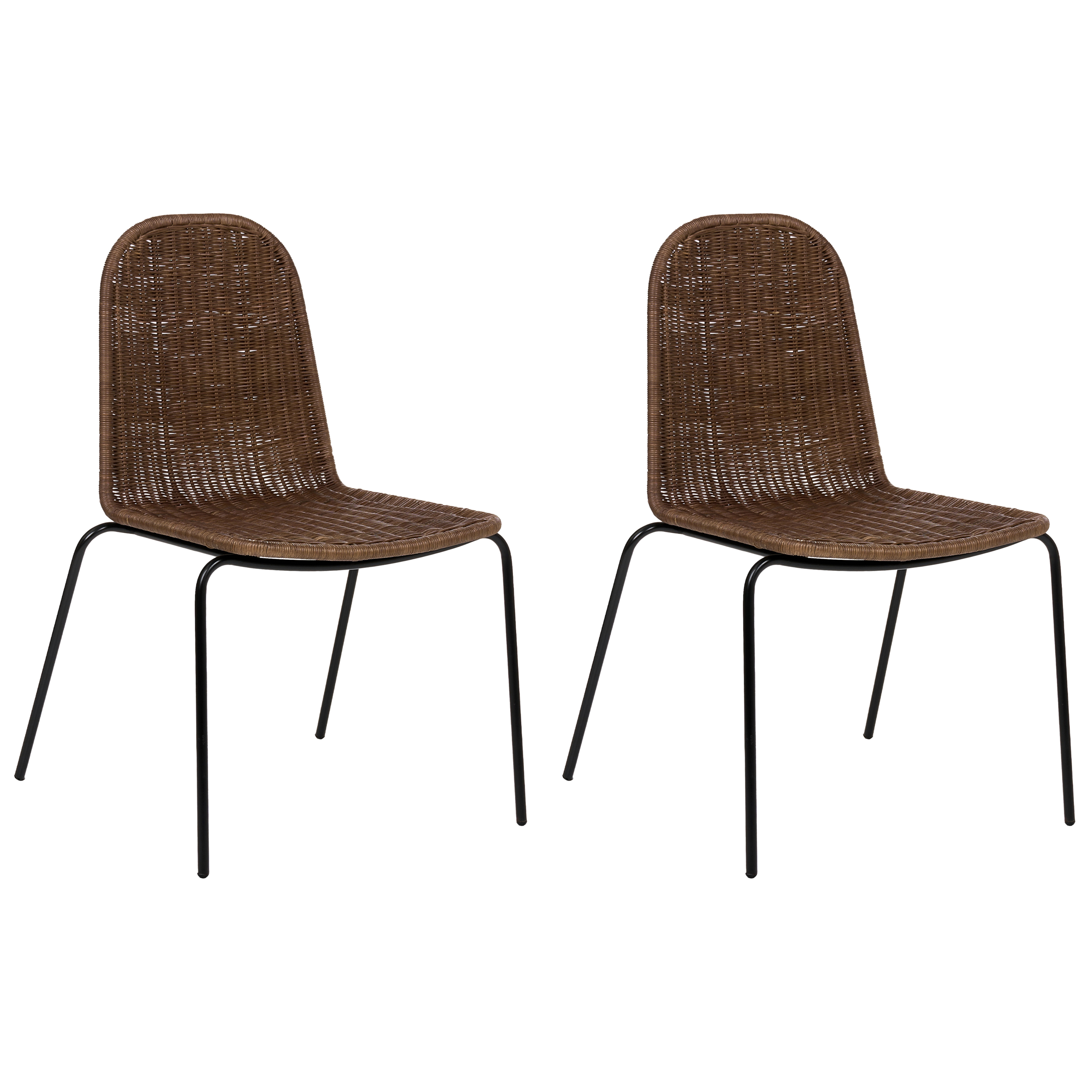Sæt med 2 spisebordsstole ROXTON Rattan Mørkebrun