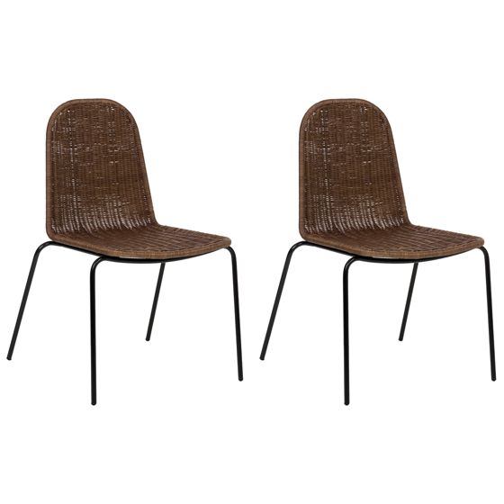 Sæt med 2 spisebordsstole ROXTON Rattan Mørkebrun