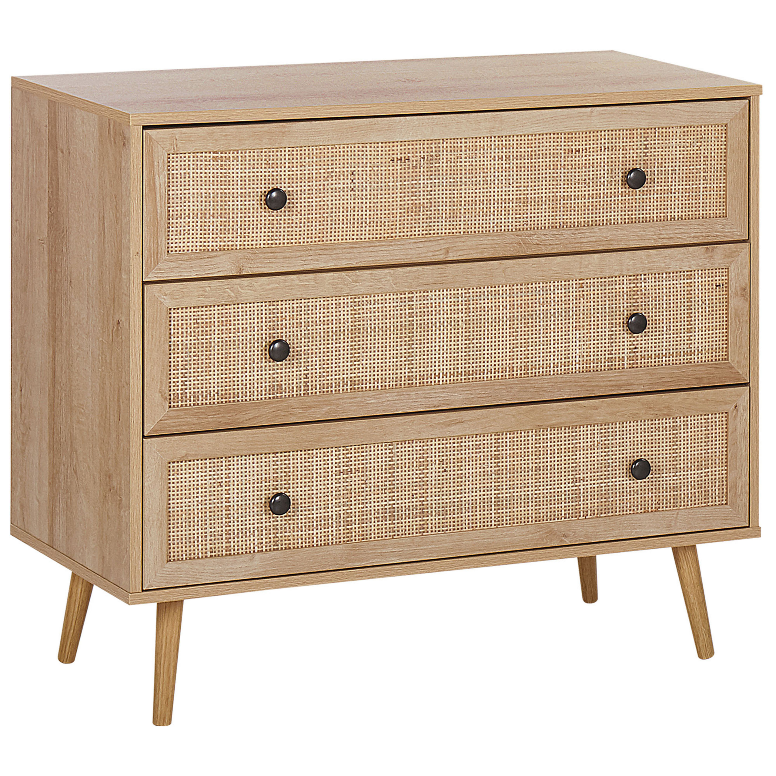 3 skuffers commode PONCA Lysebrun
