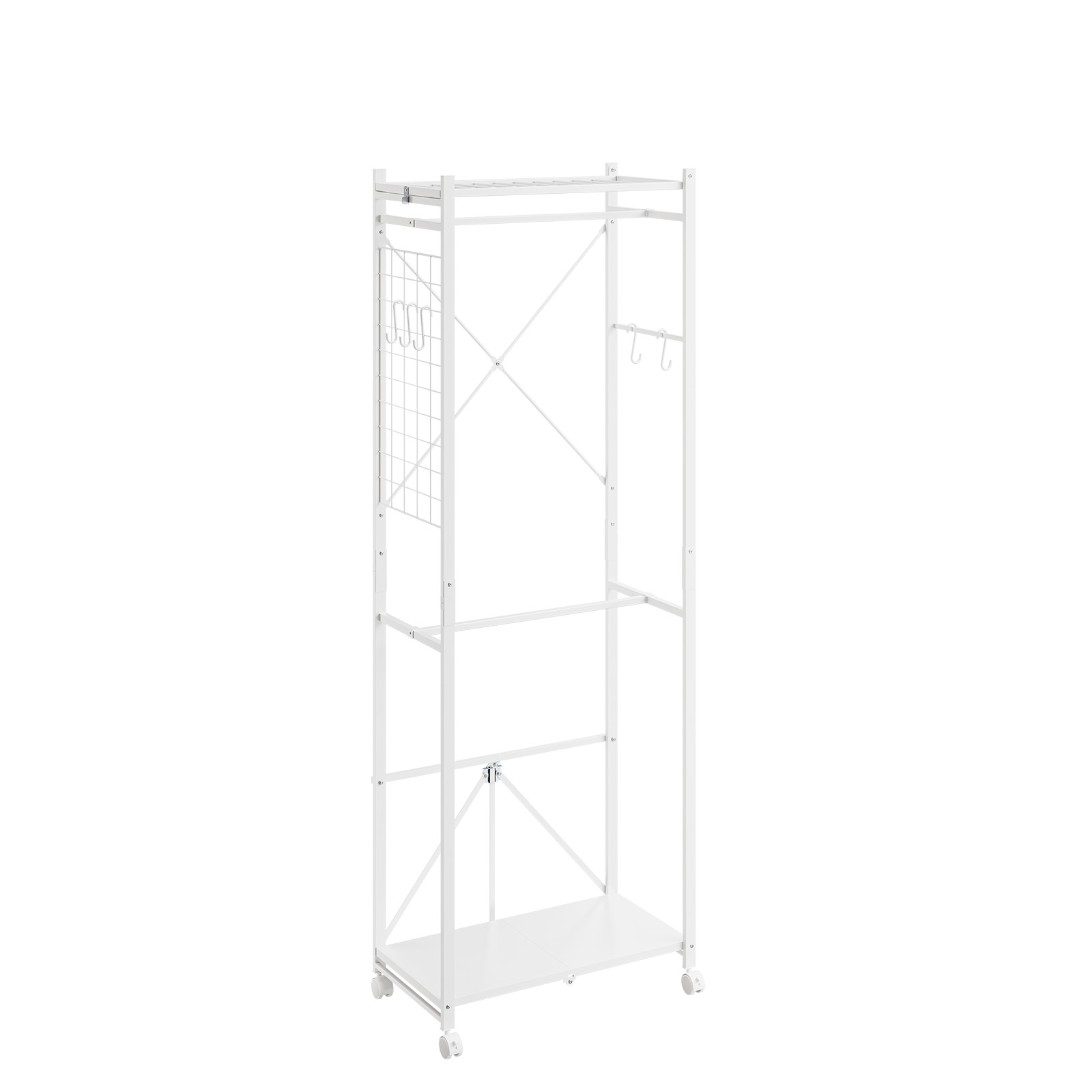 Gulvstående tøjstativ med hjul, hvid, 60.5x32.5x175 cm, KLS21-W