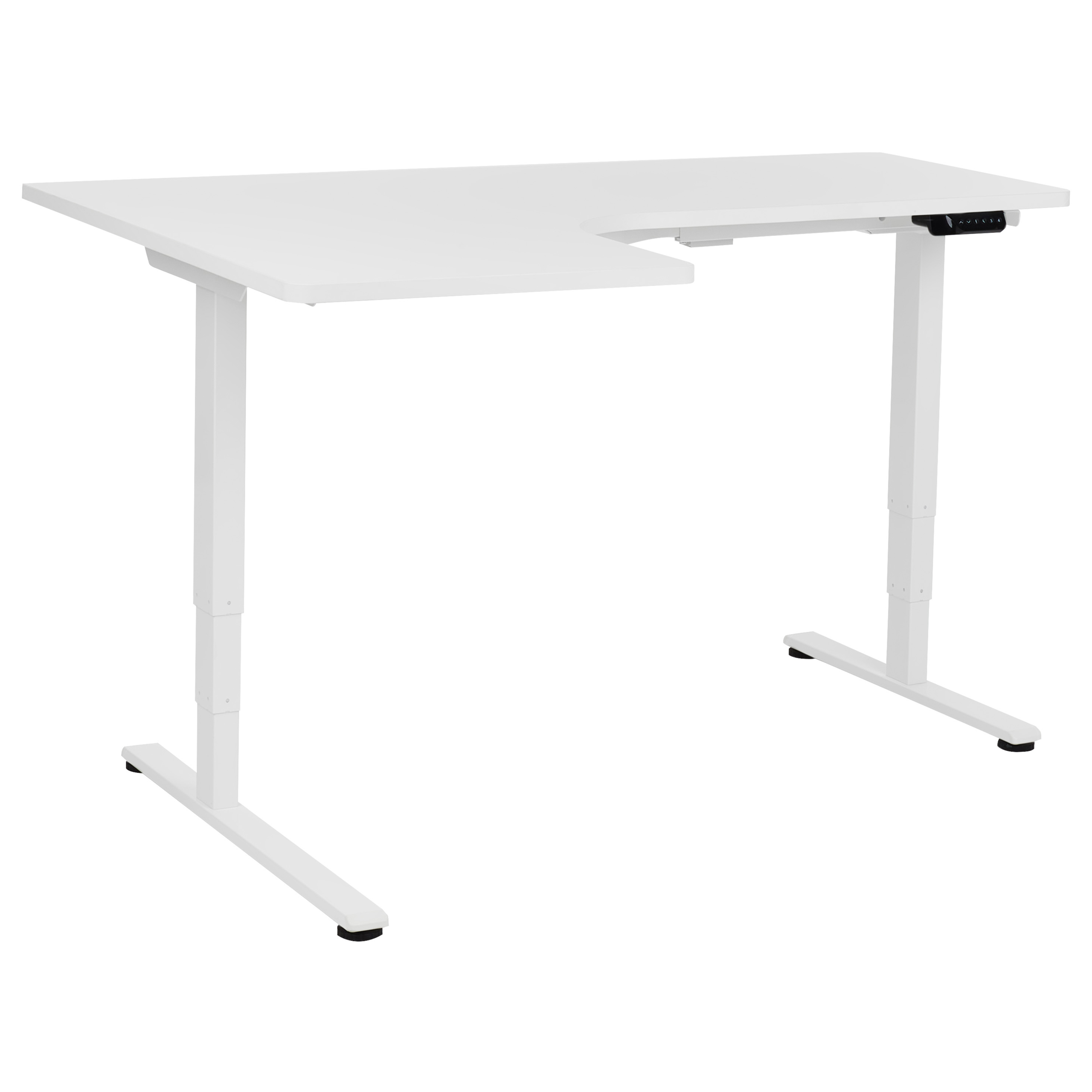 Elektrisk justerbart hjørneskrivebord DESTINES 160 cm 109 cm Hvid Venstrevendt