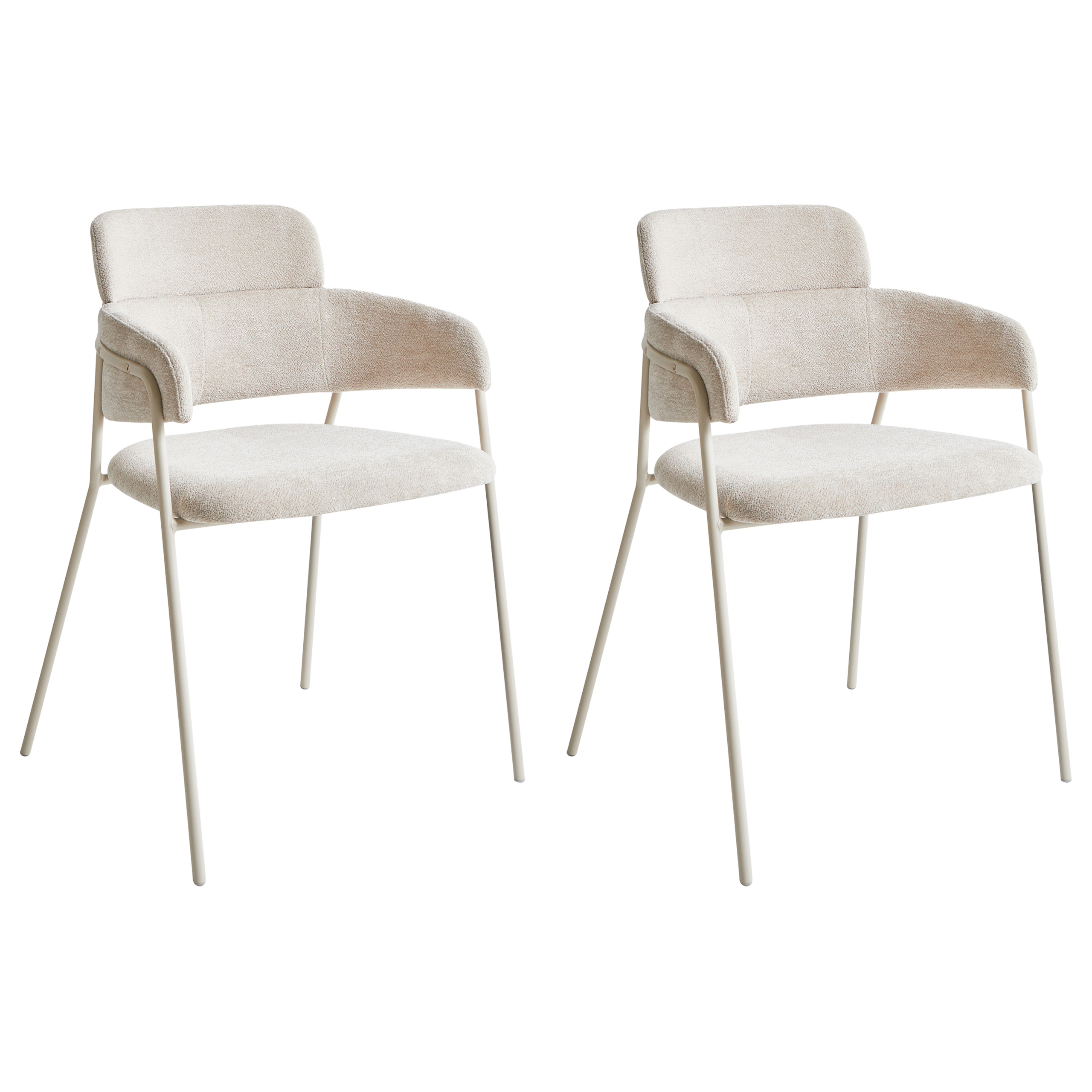 Sæt med 2 spisebordsstole PAONIA Chenille Lys Beige