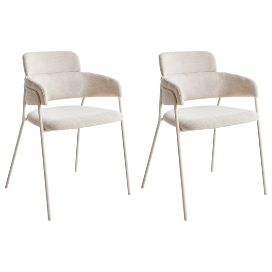 Sæt med 2 spisebordsstole PAONIA Chenille Lys Beige