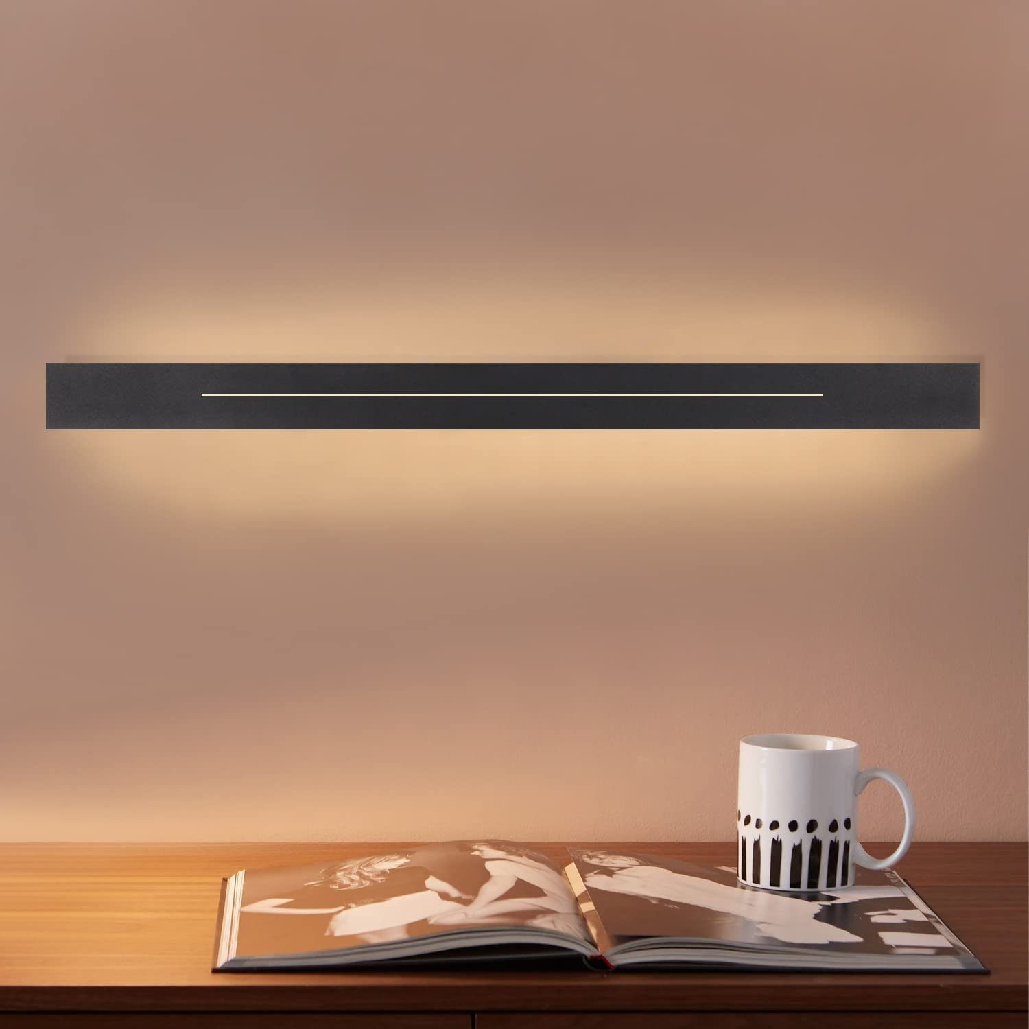 NETTLIFE LED - væglampe, til indendørs brug - moderne, entrelampe, 60 cm, stuelampe, 20 W, entrelampe, til soveværelse sort