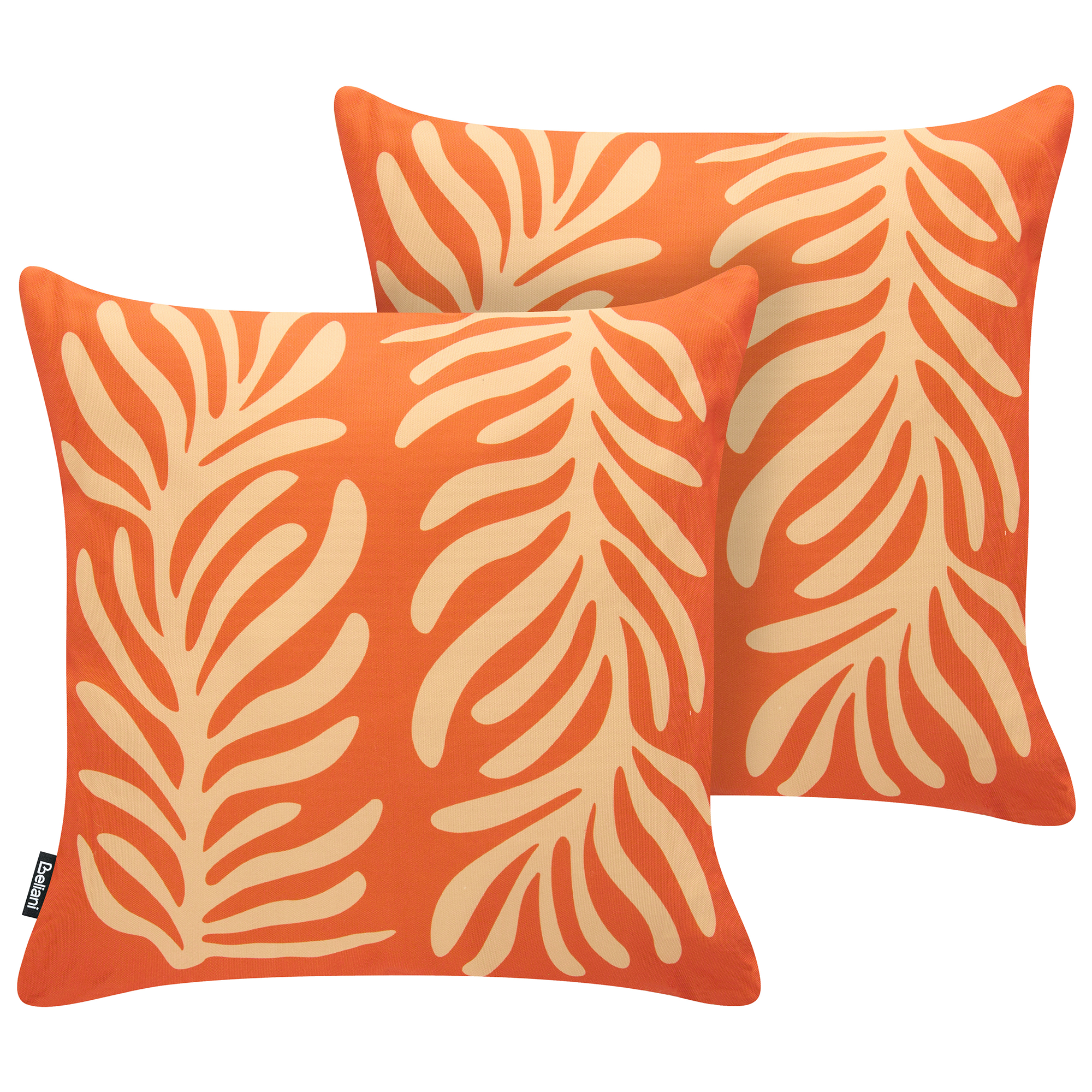 Sæt af 2 havehynder ALISMA Plante mønster 45 x 45 cm Orange