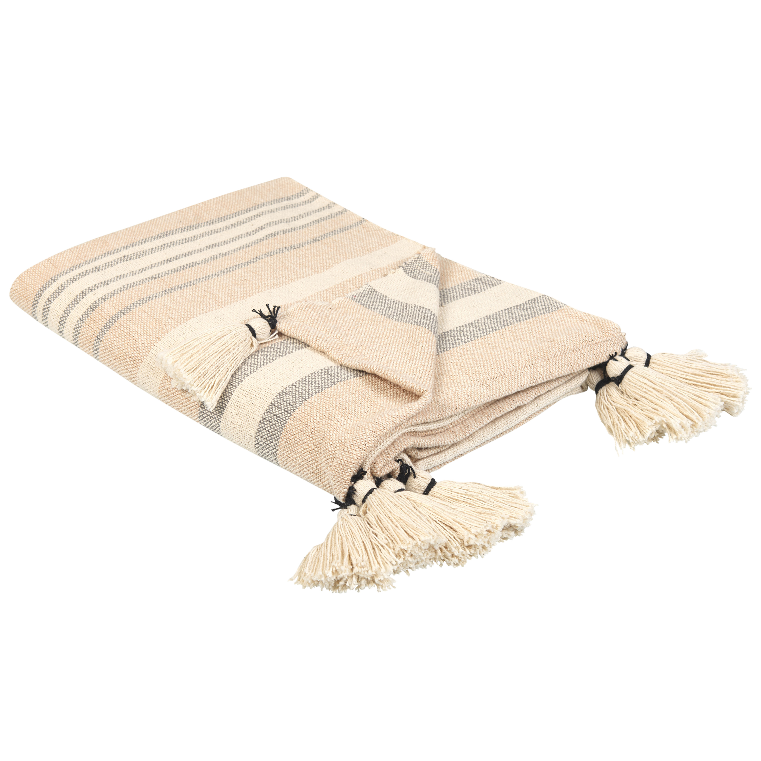Plaid YARSELI Bomuld 130 x 170 cm Beige