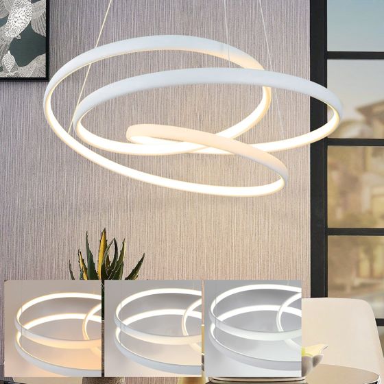 NETTLIFE LED - pendellampe, diameter 50 cm, 55 W, hvidt jern, spisebord, dæmpbar, moderne