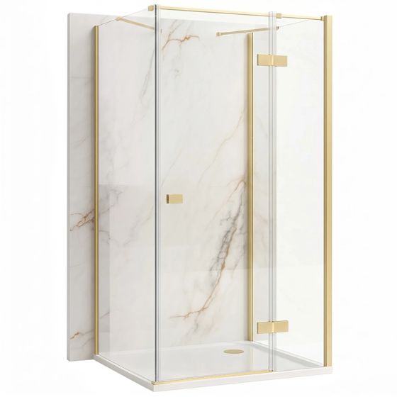 REA brusekabine til vægplacering Atlas 80x90 Venstre Børstet guld, 80x90x200cm