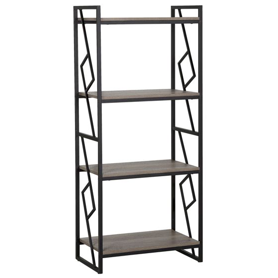 Bogreol med 4 hylder FORRES 143 cm Brun/sort