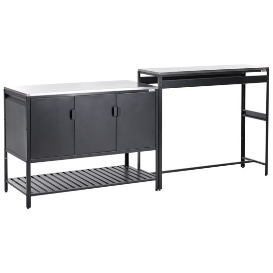 2-parts udendørs køkkensæt med barbord MAENZA Sort Metal