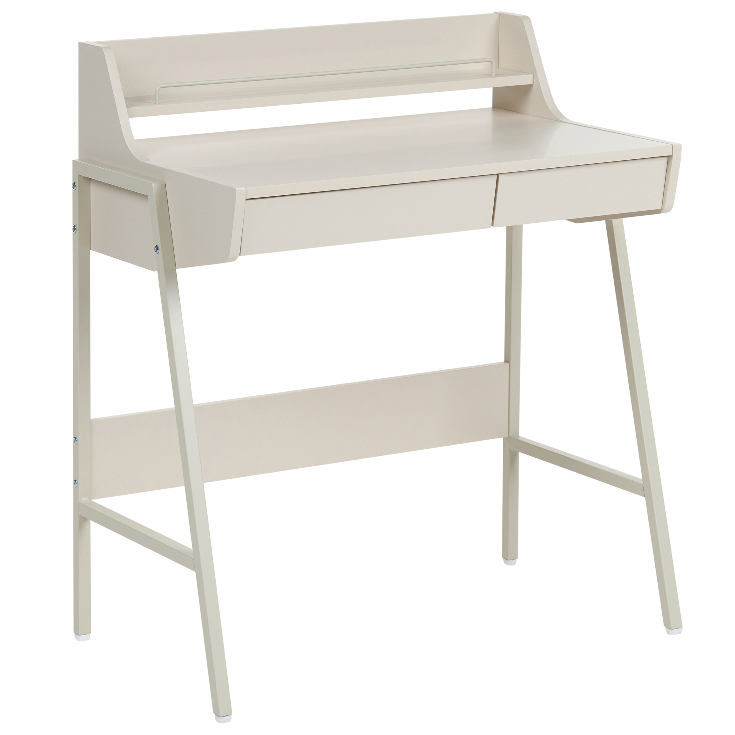 Skrivebord med påsat hylde BROXTON 77 cm 46 cm Lys Beige
