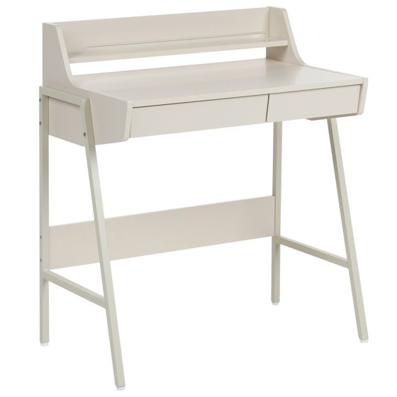 Skrivebord med påsat hylde BROXTON 77 cm 46 cm Lys Beige