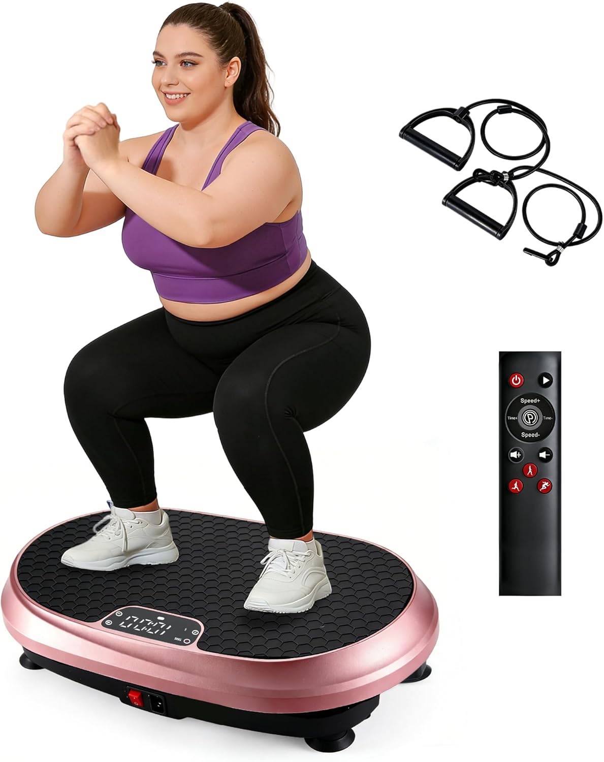 ZMH vibrationsplade 200 W, 199 justerbare effektniveauer, 5 programmer, indbygget højtaler, maks. 150 kg