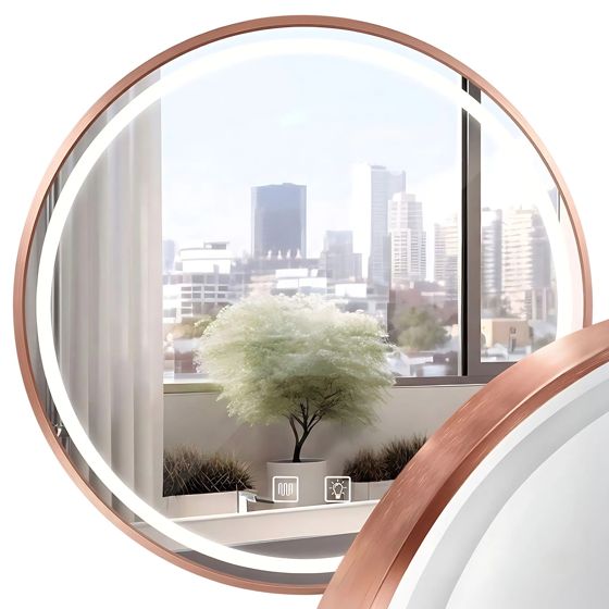 REA spejl LED P11396 MMJ 70cm Børstet kobber 2x70x70cm