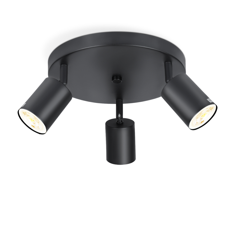 NETTLIFE GU10 spotlight, drejelig 350°. Maks. 25W, sort, moderne vintage-stil. Velegnet til stue, soveværelse, køkken eller entré.