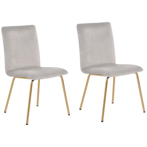 Sæt med 2 spisebordsstole RUBIO Velour Grå