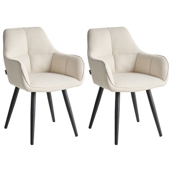 Sæt med 2 spisebordsstole TIRANO Kunstlinned Lys Beige