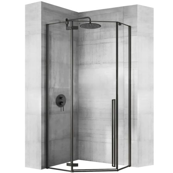 REA brusekabine DIAMOND 80x80 Sort, 80x80x195cm