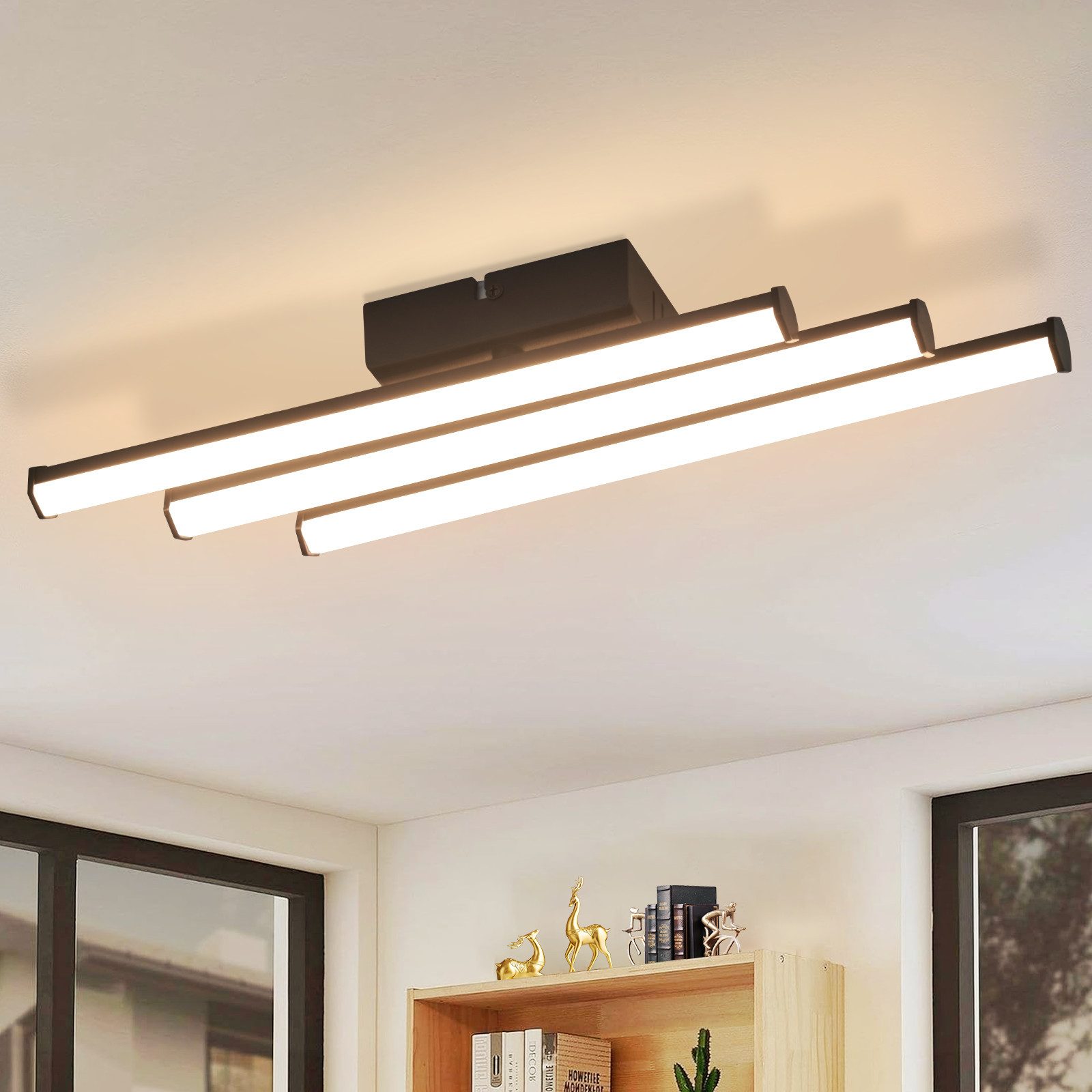 NETTLIFECeilinglampe til stue, soveværelse, moderne, sort lampe, 18W, indretning, 3000K, varm hvid