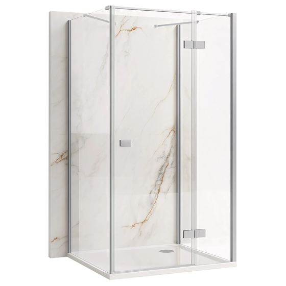 REA brusekabine til vægplacering Atlas 90x80 Venstre Krom, 90x80x200cm