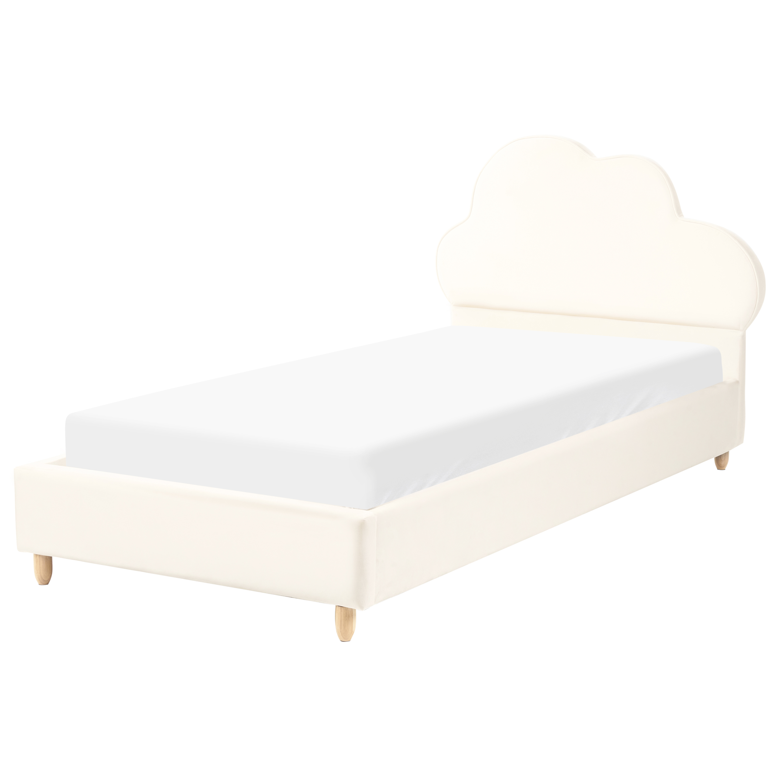 Børneseng Sky Velour BELLEVUE 90 x 200 cm Lys Beige