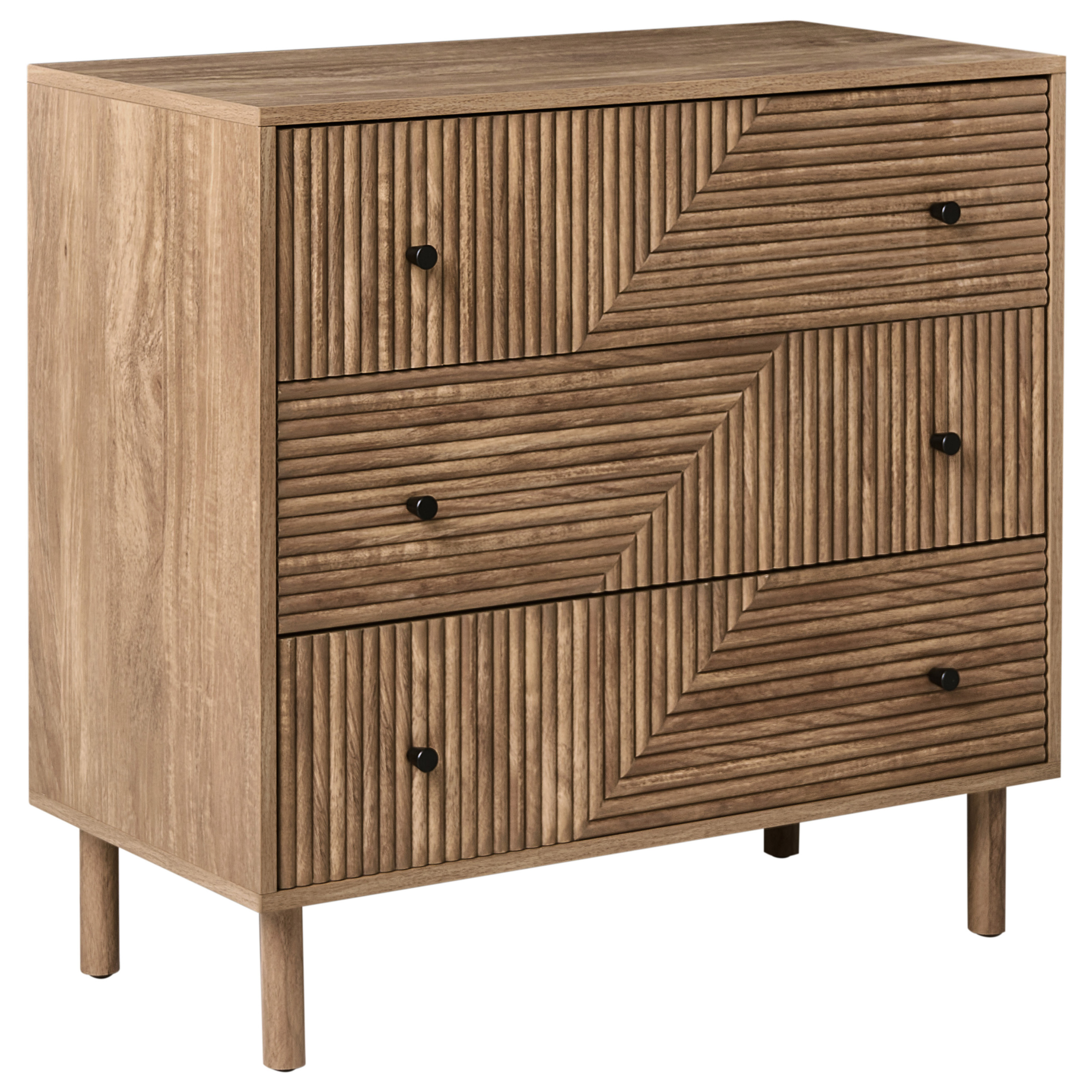 3 skuffers commode RONGE Lysebrun