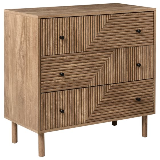 3 skuffers commode RONGE Lysebrun