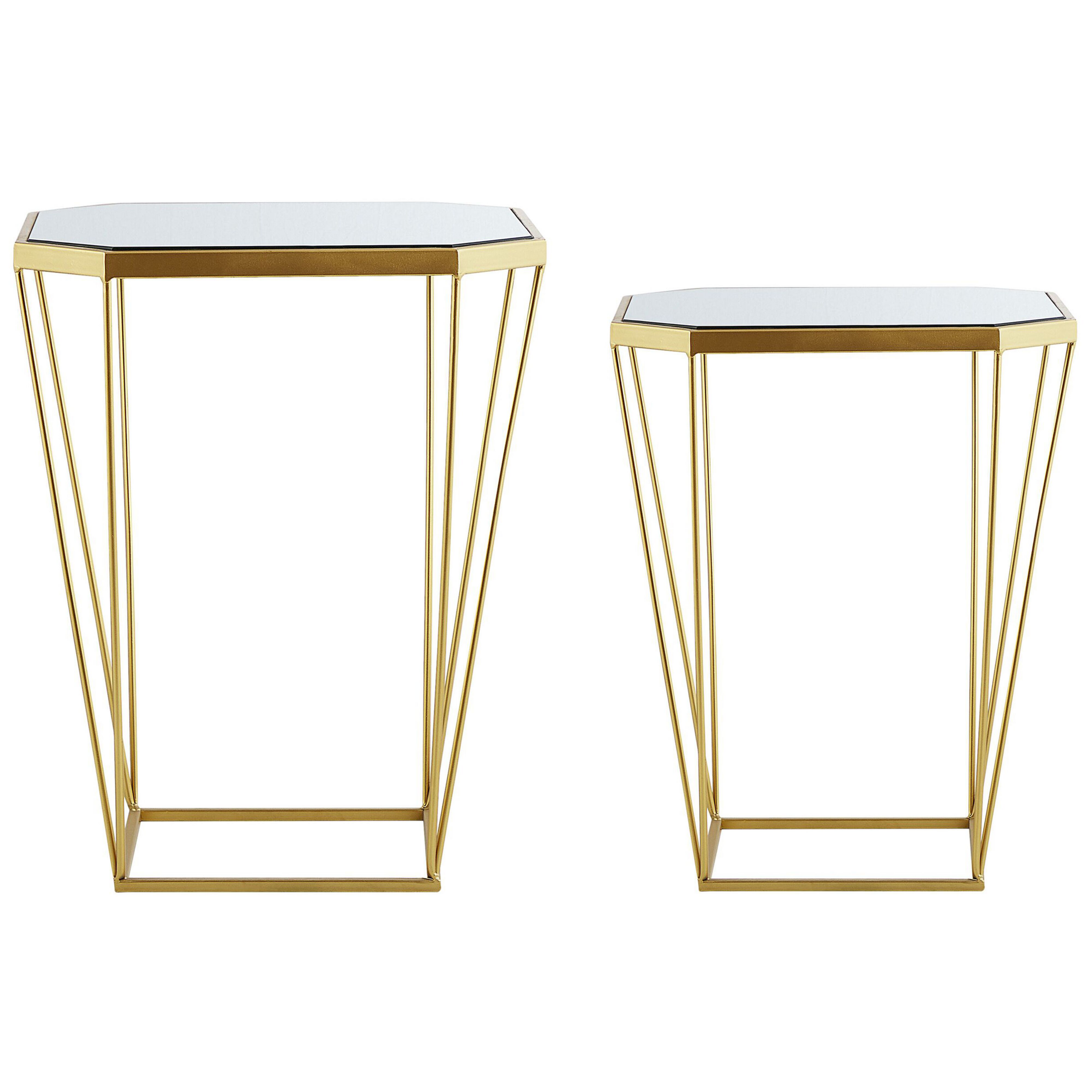 Sæt med 2 sideborde SIERRA Glas Guld