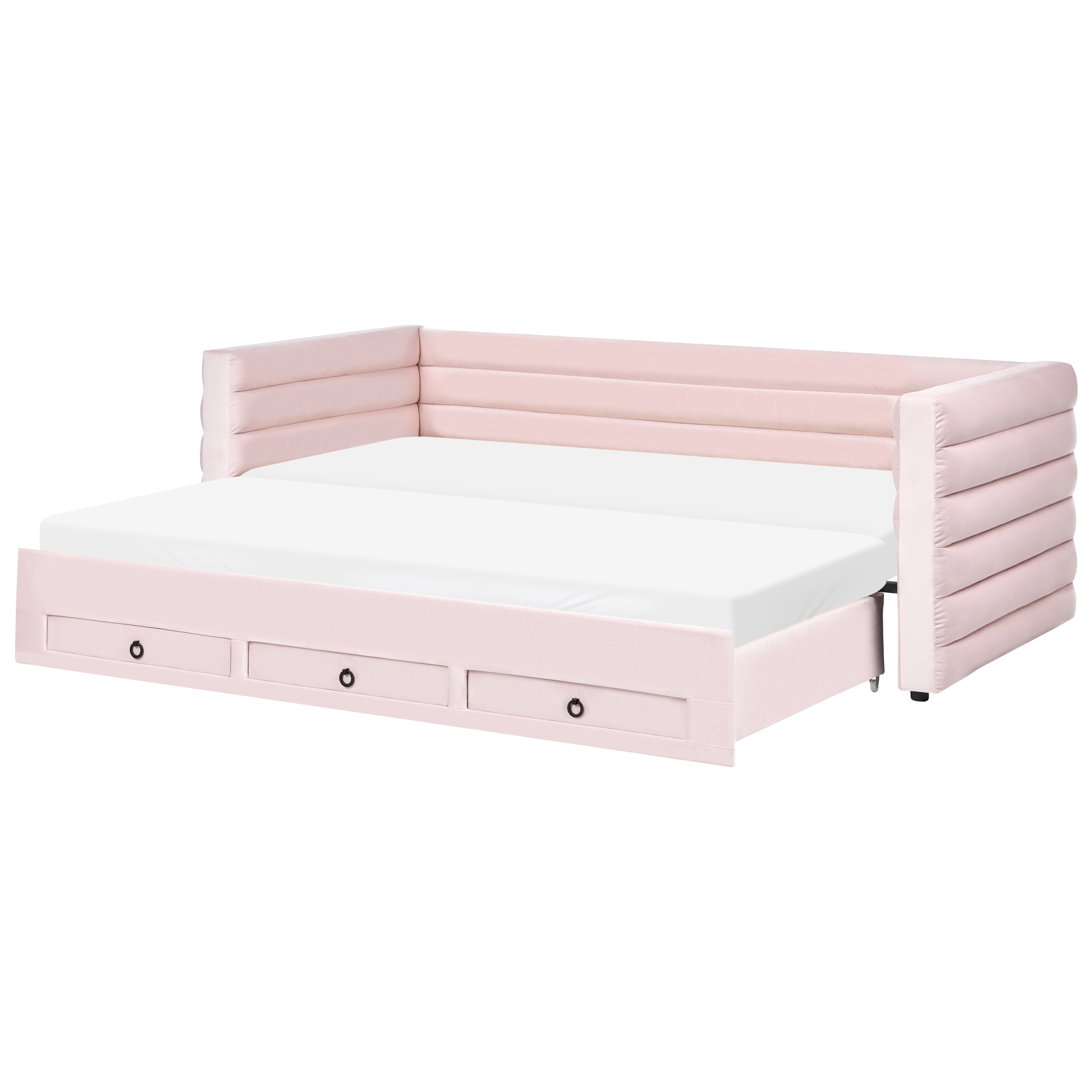 Daybed med opbevaring Velour MEUDON 90 x 200 cm Pastellrosa