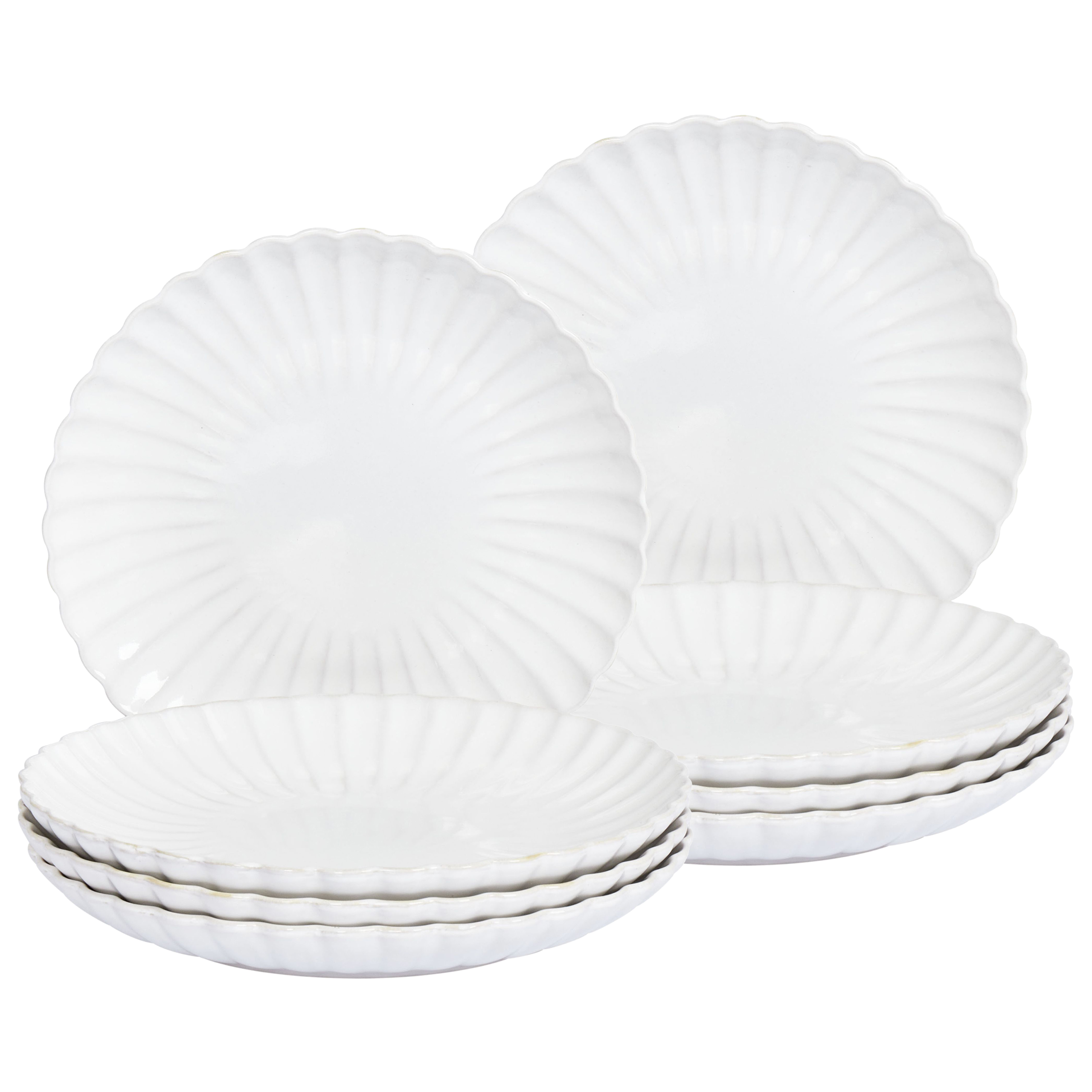 8 x spisetallerken NETTLE Stentøj Cremehvid 26 cm