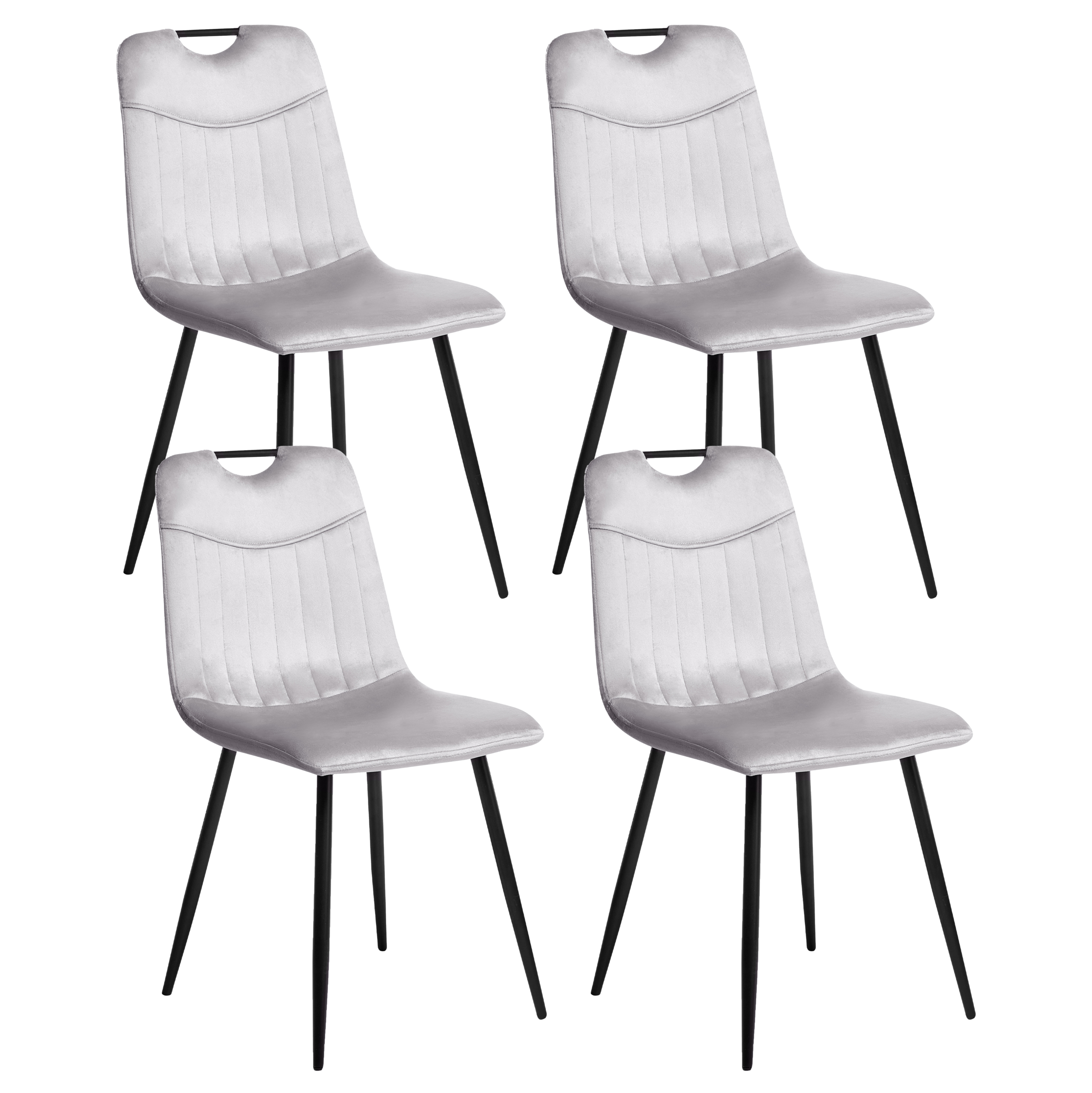 Sæt med 4 spisebordsstole ARGYLE Velour Lysegrå
