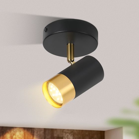NETTLIFE loftspot GU10 entrélampe sort guld 350° justerbar vintage stue soveværelse køkken