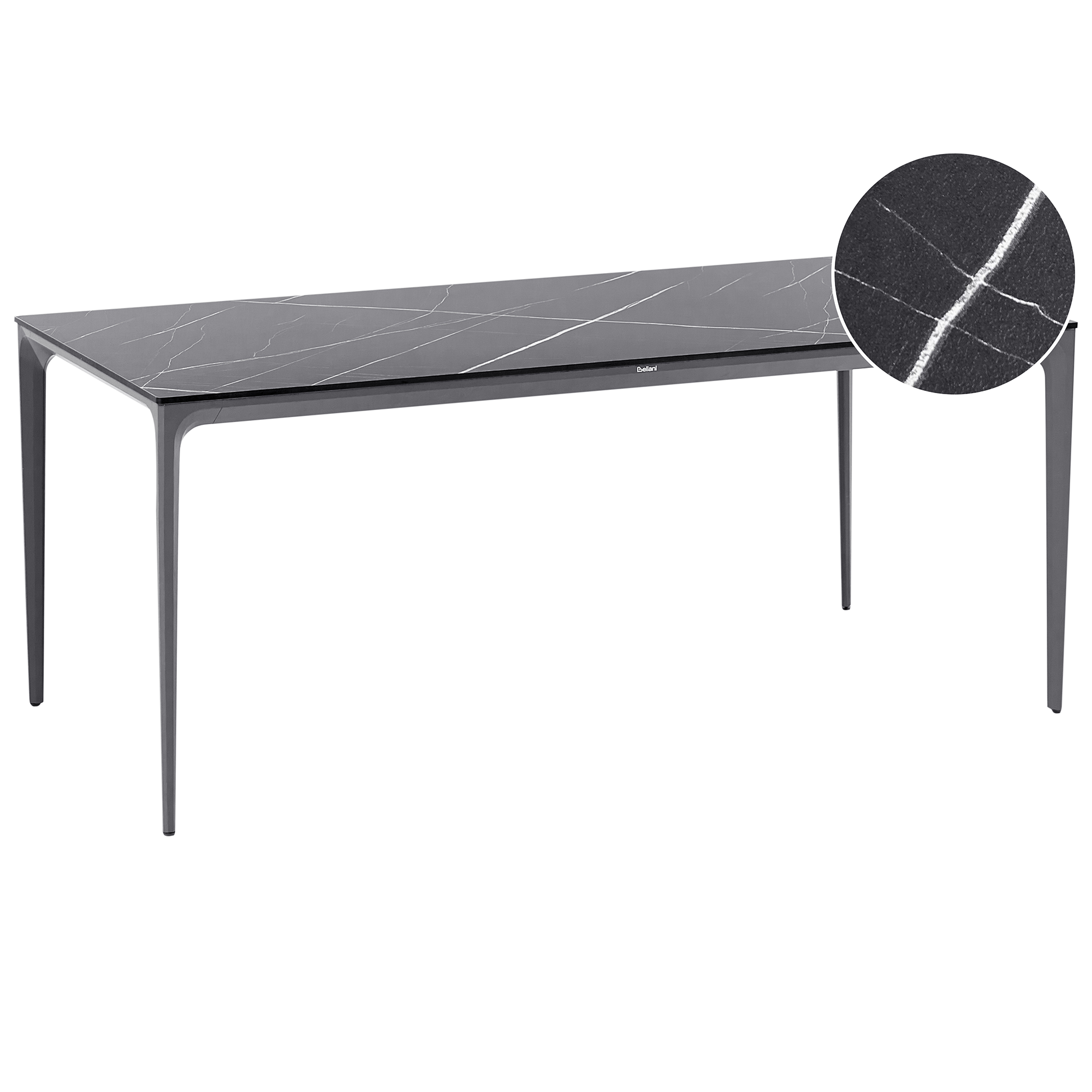 Havebord SOVARETO 180 cm 90 cm Marmor effekt Sort marmor