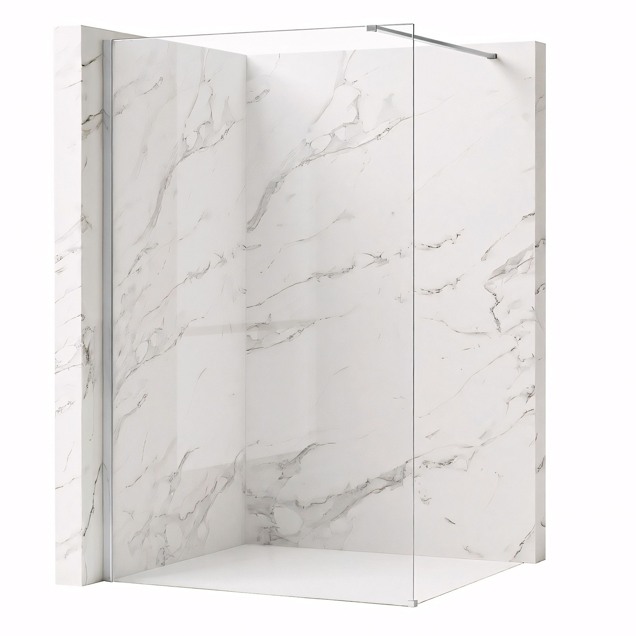 REA brusevæg Flexi Transparent 140 Krom, 120x140x195cm