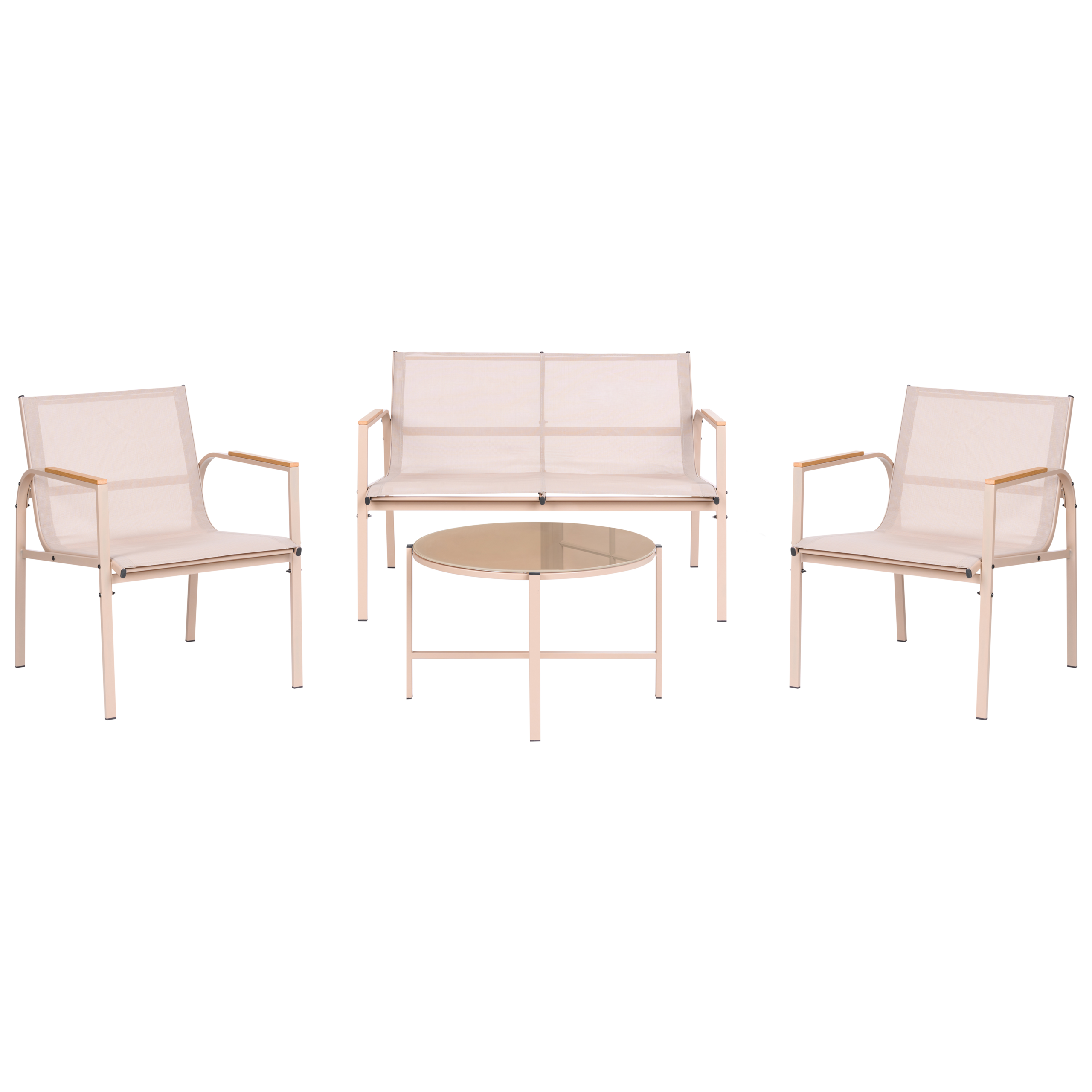 Loungesæt med bord 4 personers LEDRO Metal Beige