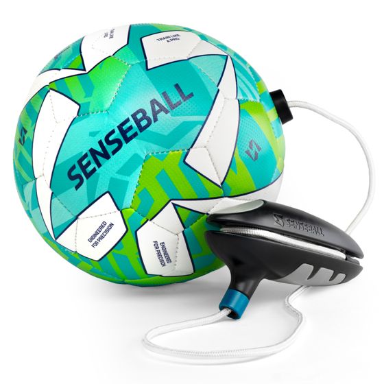 SenseBall® fodboldtræning – snorbold & app – størrelse 2, grøn-hvid – 50+ videoer – boldbeherskelse for børn og unge