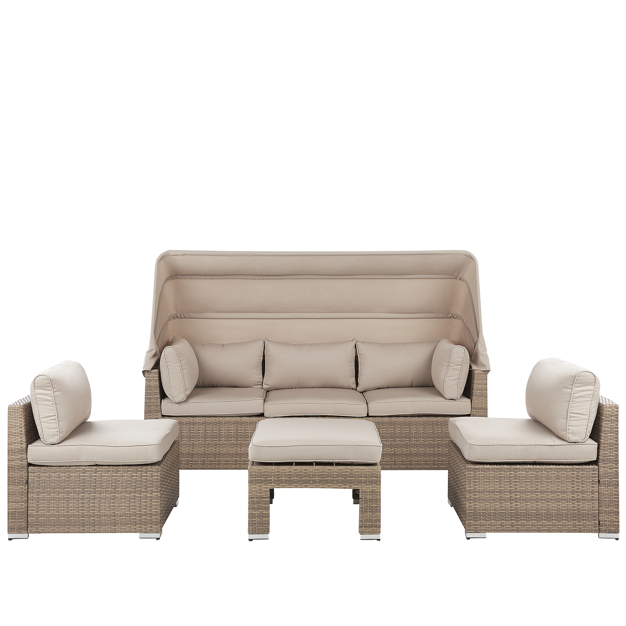 Loungesæt med bord 5 personers COCCOLIA PE-rattan Beige