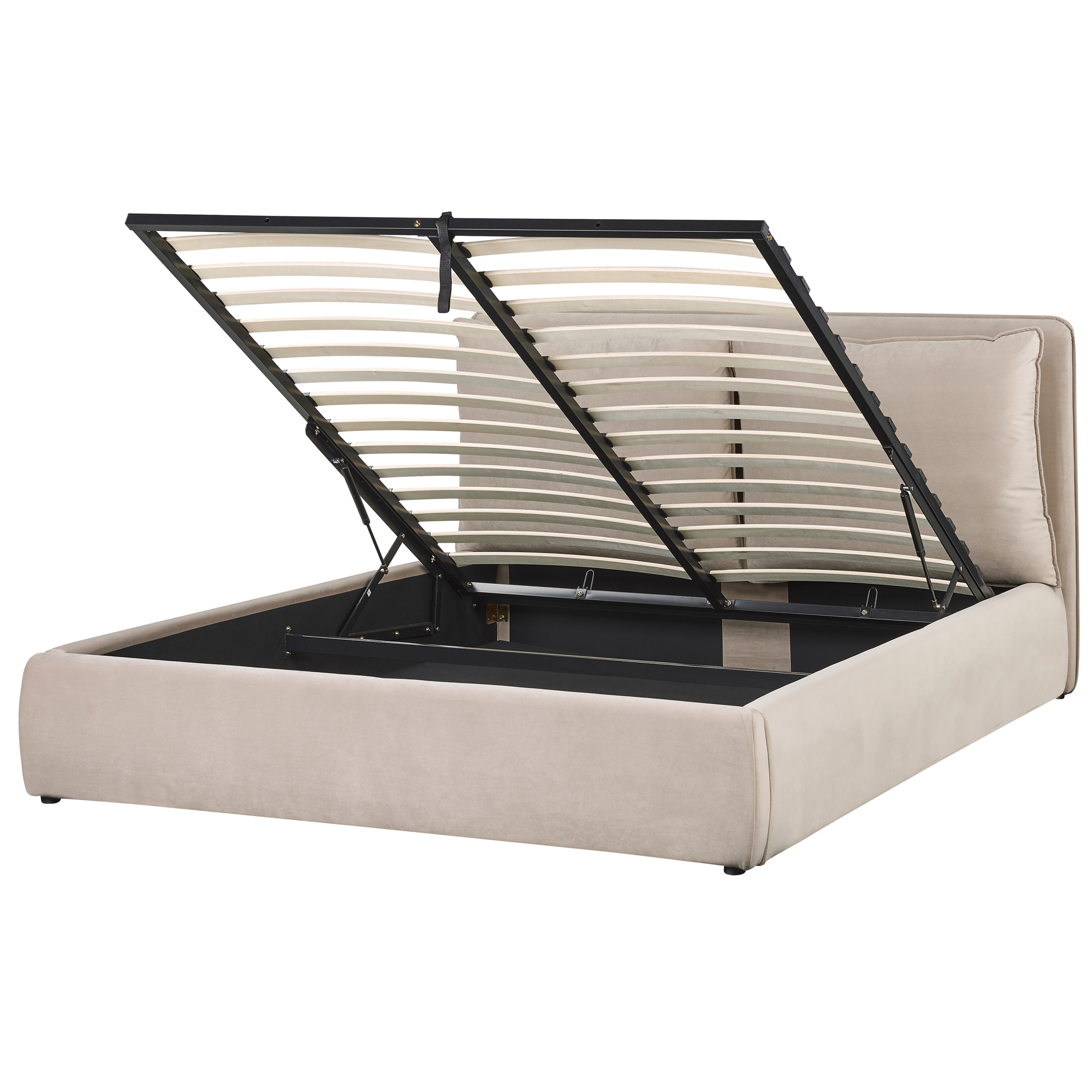 Seng med opbevaring BAJONNA Velour Beige 160 x 200 cm