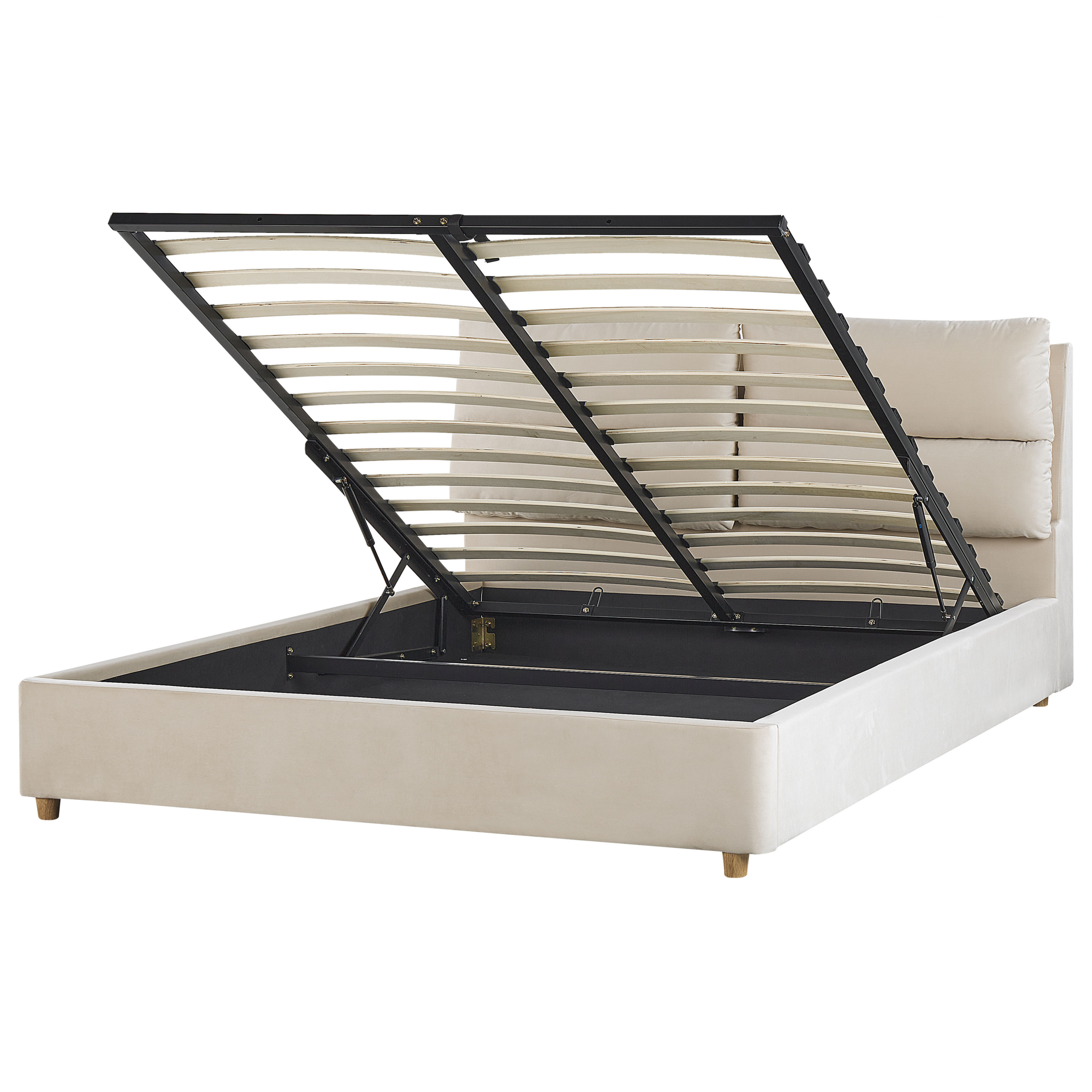 Seng med opbevaring BATILLY Velour Lys Beige 160 x 200 cm