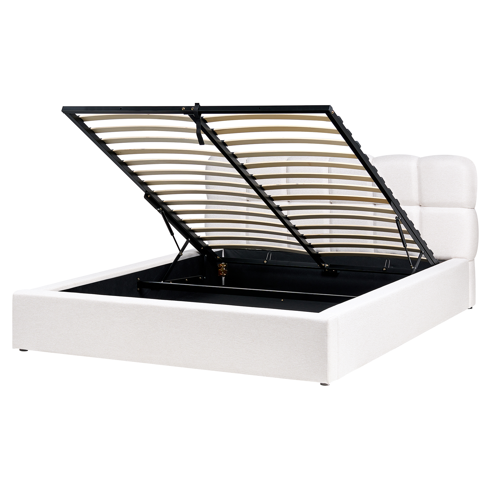 Seng med opbevaring BASTON Cremehvid 160 x 200 cm